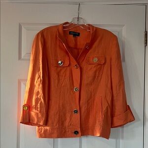 Jones New York Women's Bright Orange linen Jacket